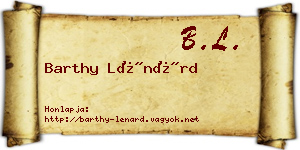 Barthy Lénárd névjegykártya